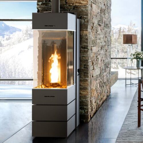 BellaVista S3 Plus Air-ducting pellet fireplace, 3 sided fireplace