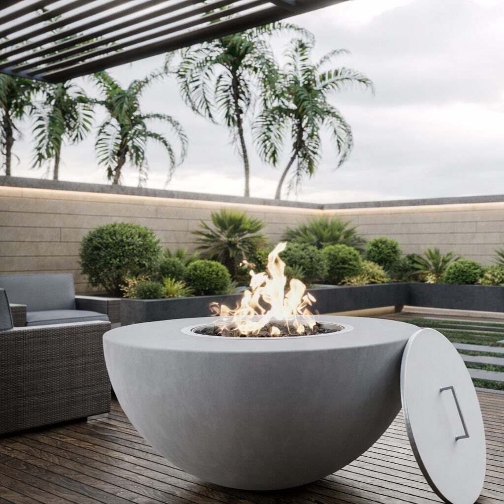 SAFIRE Carloforno firepit, Gas firepit, cement fire pit, outdoor firepit, round fire pit
