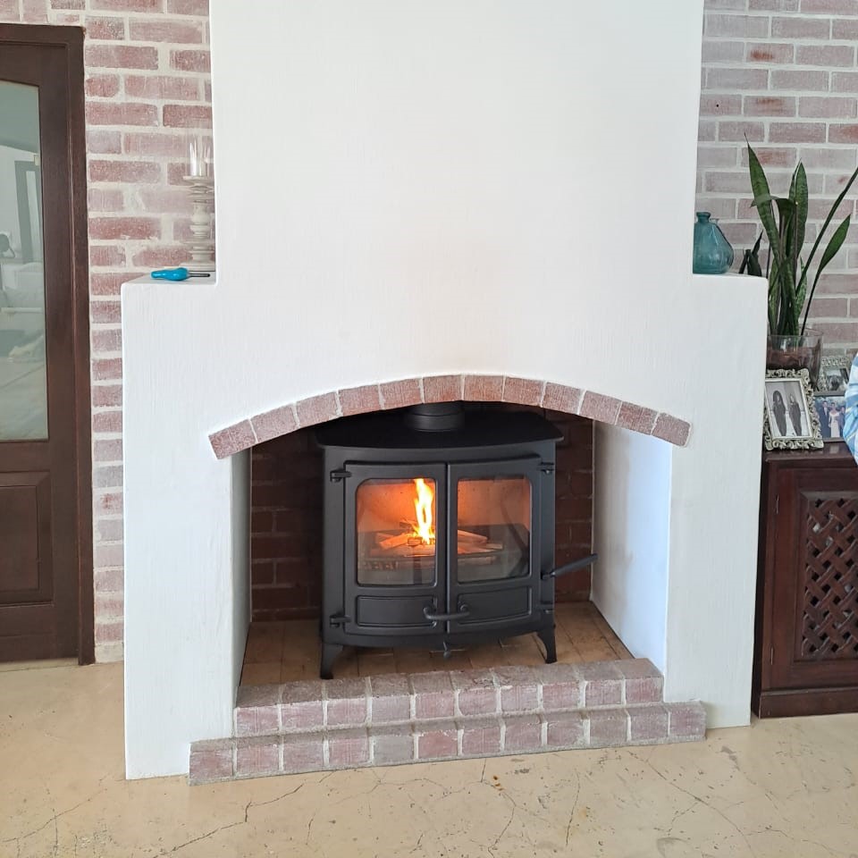 CHARNWOOD ISLAND 3 WOOD CAST IRON FIREPLACE