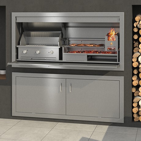 combo wood and gas braai stainless steel braai