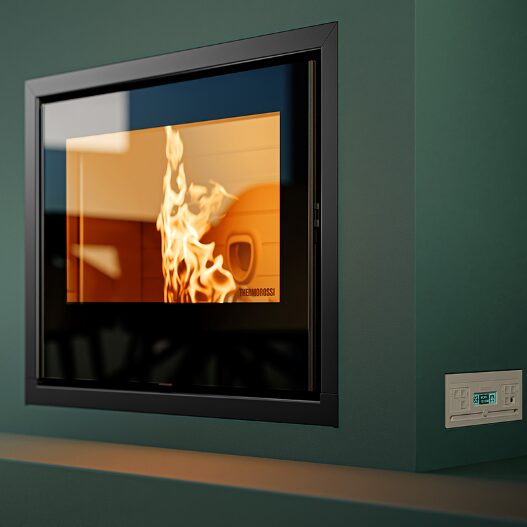 thermorossi esprit 490 insert pellet fireplace, built in pellet fireplace