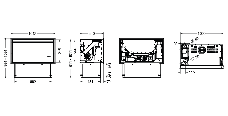 thermorossi esprit infinity insert pellet fireplace, built in pellet fireplace