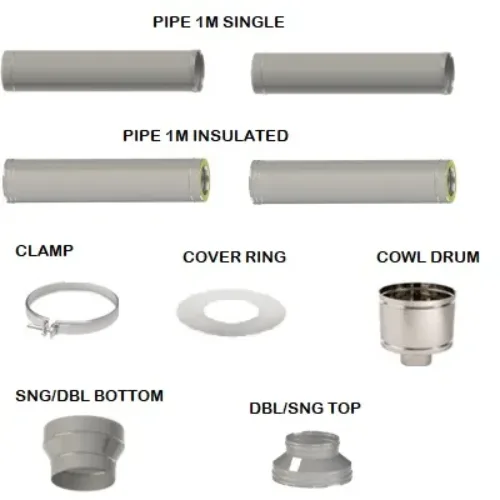 Flue kit 100mm stainless steel