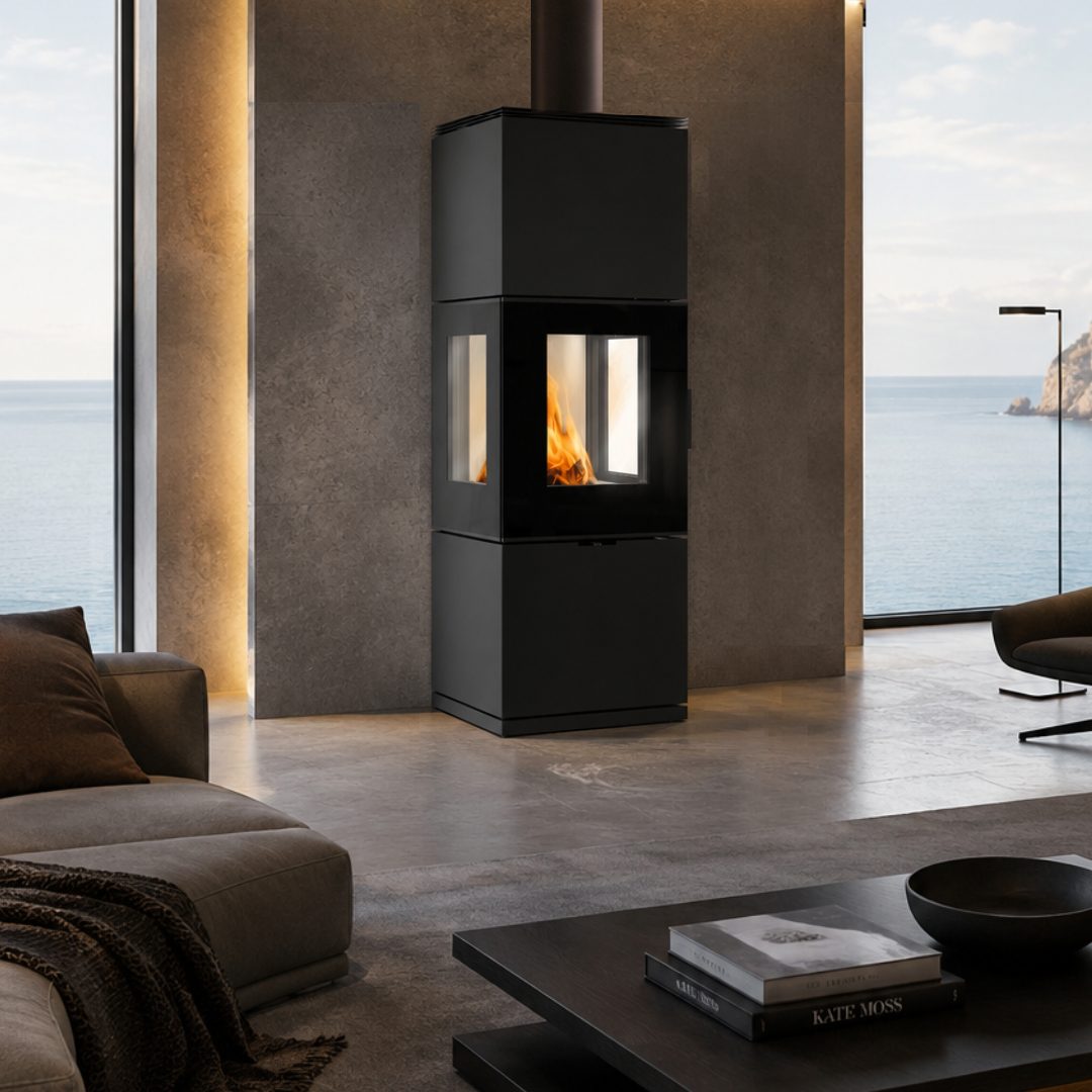 kratki inga freestanding 3 sided fireplace