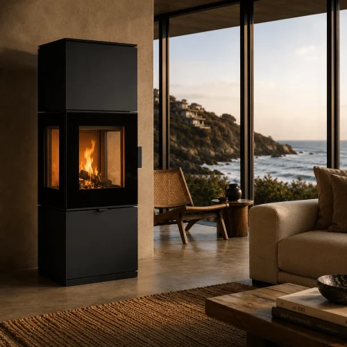 Kratki Inga freestanding 3 sided fireplace