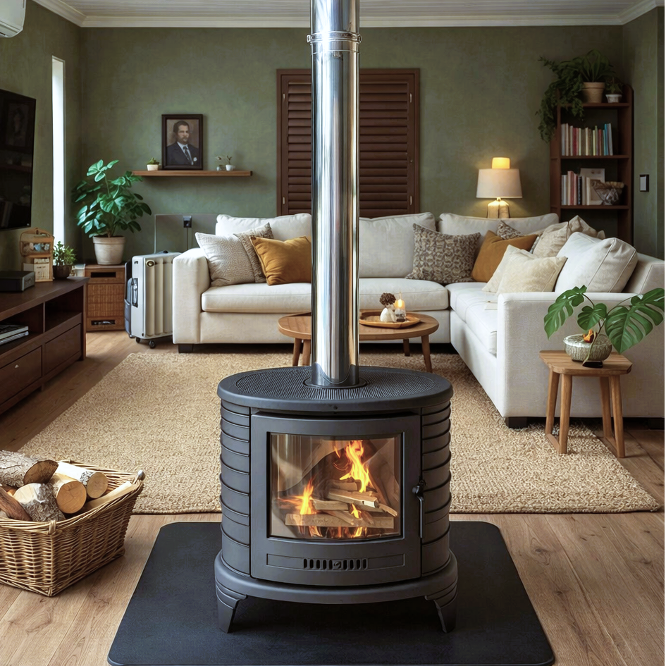 Double sided fireplace, freestanding kratki k8T