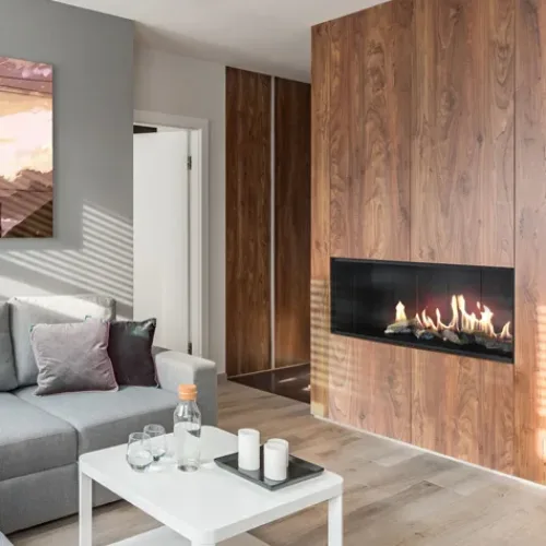 Gas fireplace, Kratki Leo 100 built in gas fireplace