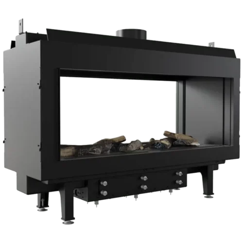 Double sided Gas fireplace, Kratki Leo 100 Tunnel gas fireplace