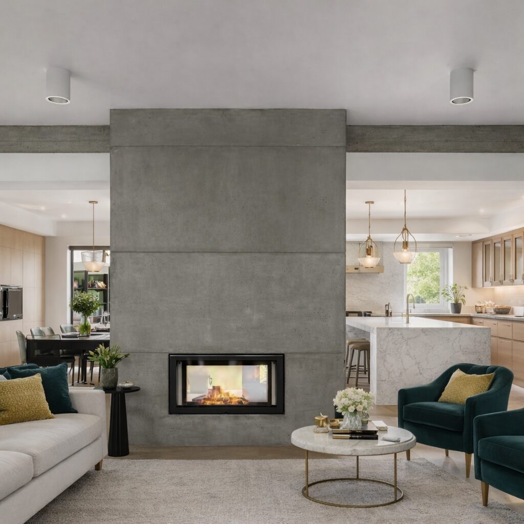 Kratki mila built-in fireplace, double sided Fireplace