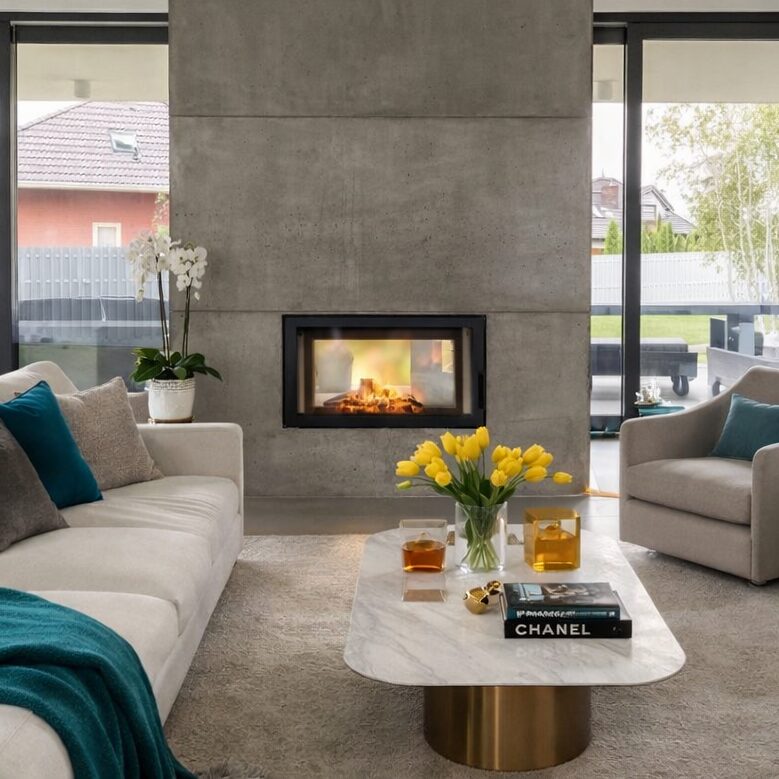 Kratki mila built-in fireplace, double sided Fireplace