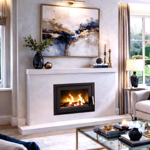 Leone 70 built in wood burning insert fireplace