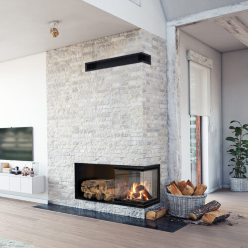 Kratki NBC 8 Built in 3 sided wood burning closed combustion fireplace
