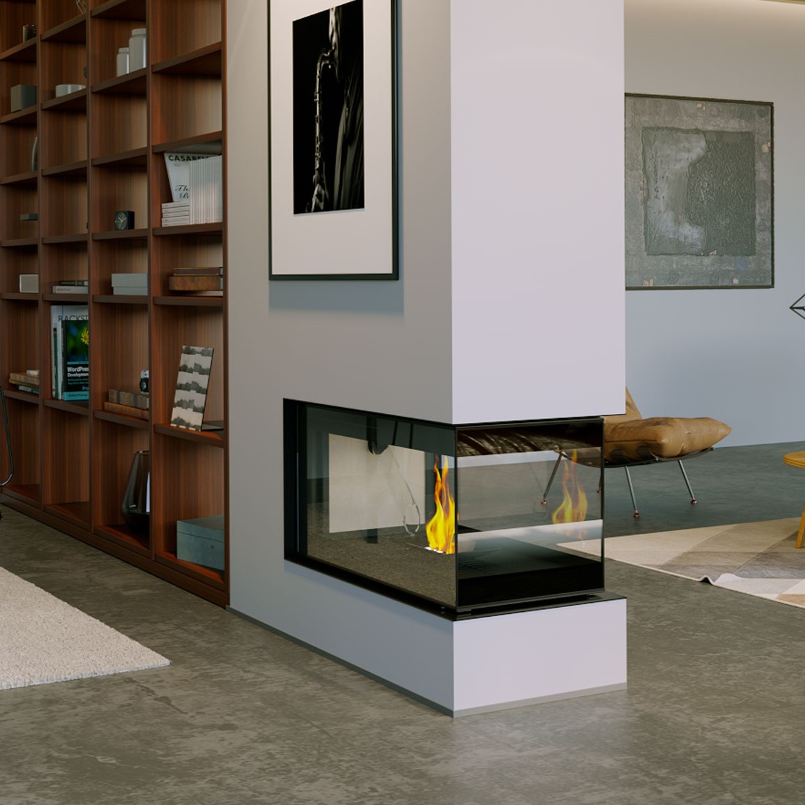 3 sided pellet fireplace, L'artistico Penny Ap 800 air pellet fireplace
