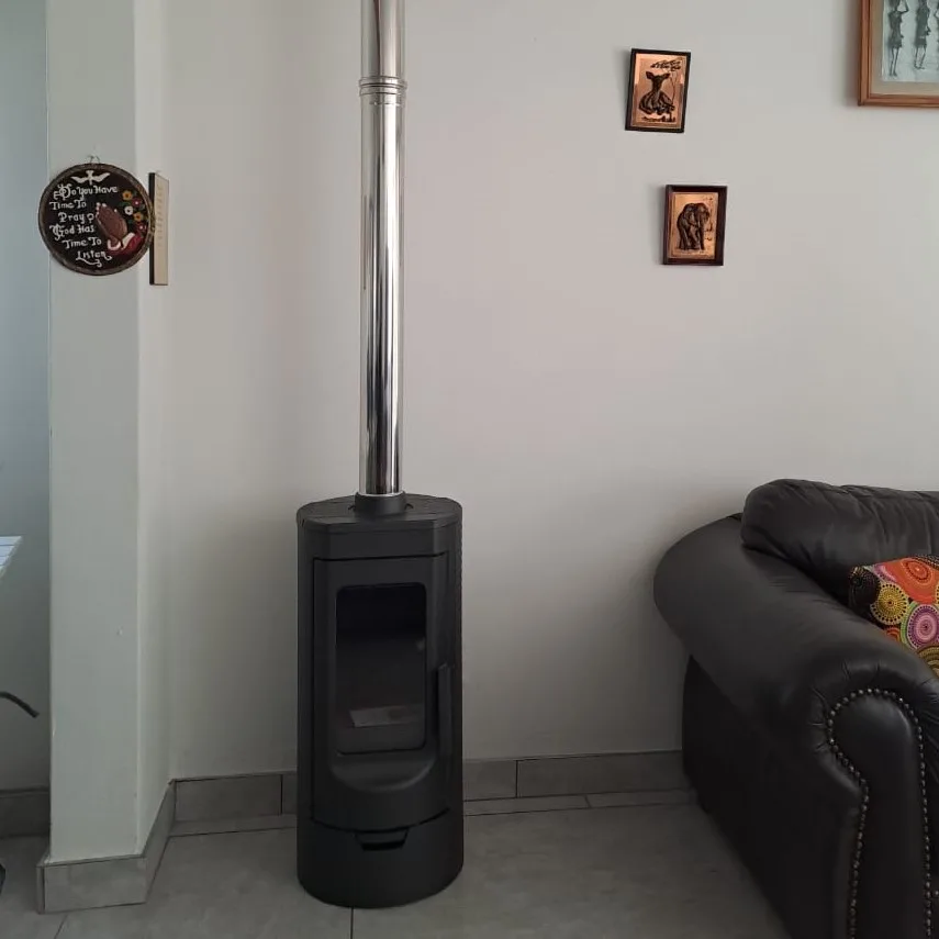 Plamen Tara freestanding cast iron wood burning fireplace Stainless steel pipes