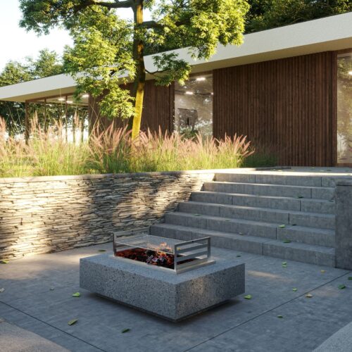 Wood firepit, Plateau, cement firepit, outdoor fire pit