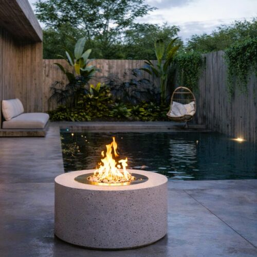 SAFIRE rondo firepit, Gas firepit, cement fire pit, outdoor firepit, round fire pit