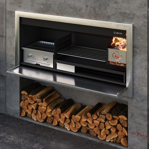 Stainless steel braai gas and wood combo braai 1500