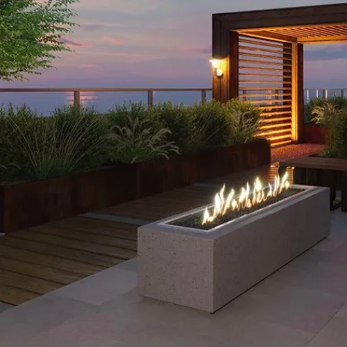 SAFIRE slab firepit, Gas firepit, cement fire pit, outdoor firepit