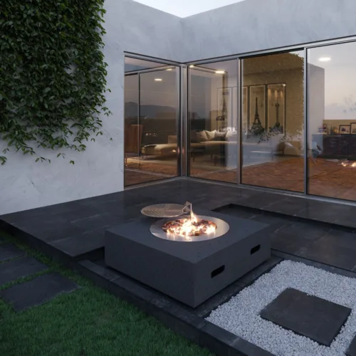 Square wood firepit; Squaire Wood firepit, firepits, cement fire pit, outdoor firepit