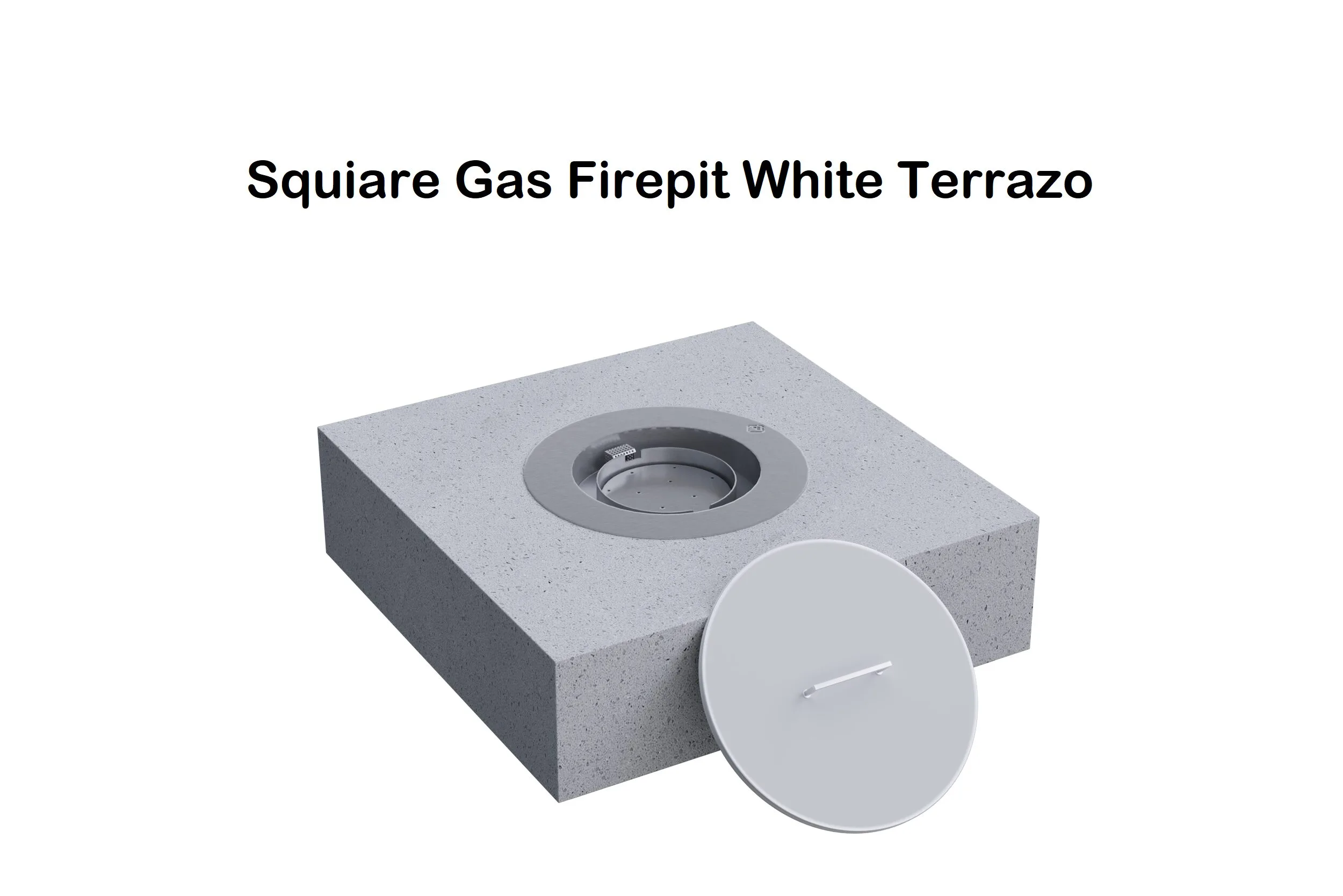 Squiare Gas Firepit White Terrazo
