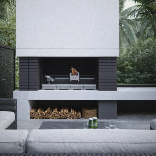 stainless steel table top wood insert braai