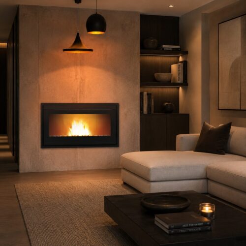 thermorossi esprit infinity insert pellet fireplace, built in pellet fireplace