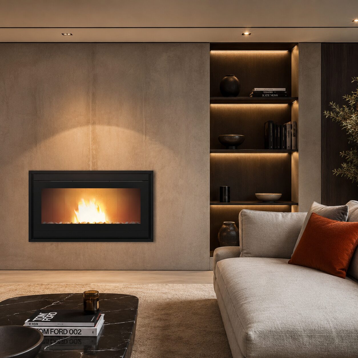 thermorossi esprit infinity insert pellet fireplace, built in pellet fireplace